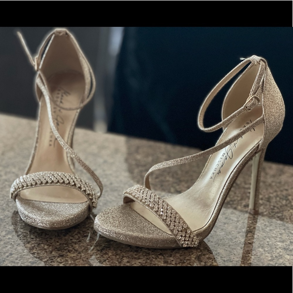 Gold Glitter & Rhinestone Sandals